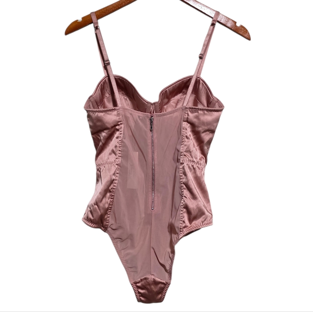 Fleur du Mal Satin Bullet Bodysuit in Rose Pink Size Medium NWT - Picture 4 of 5